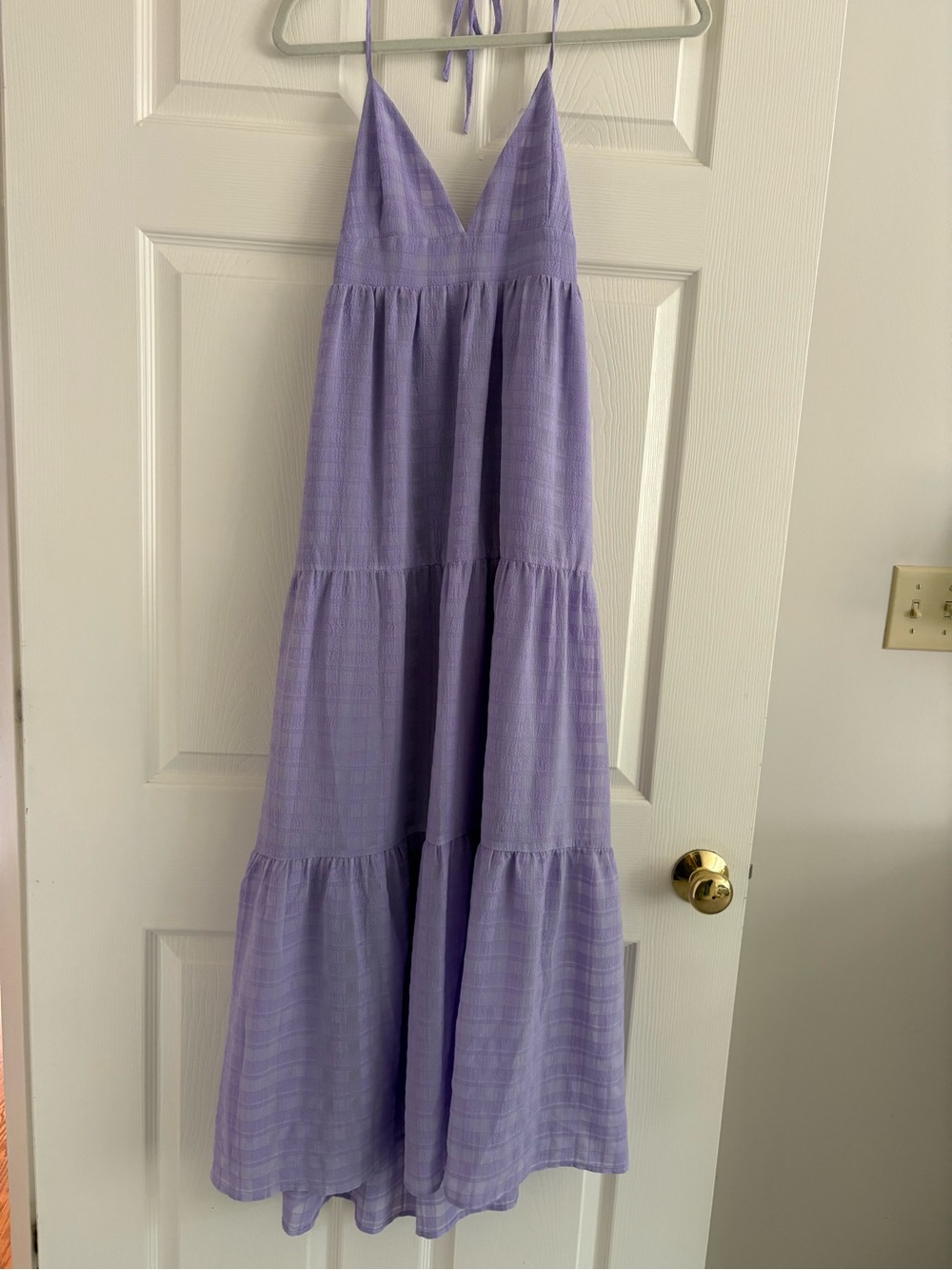 Aqua Lavender Tiered Maxi Dress with V-Neck